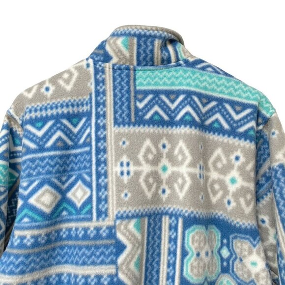 ALFRED DUNNER Fleece Zip Front Jacket Size Small Blue Boho Patchwork - Picture 3 of 8